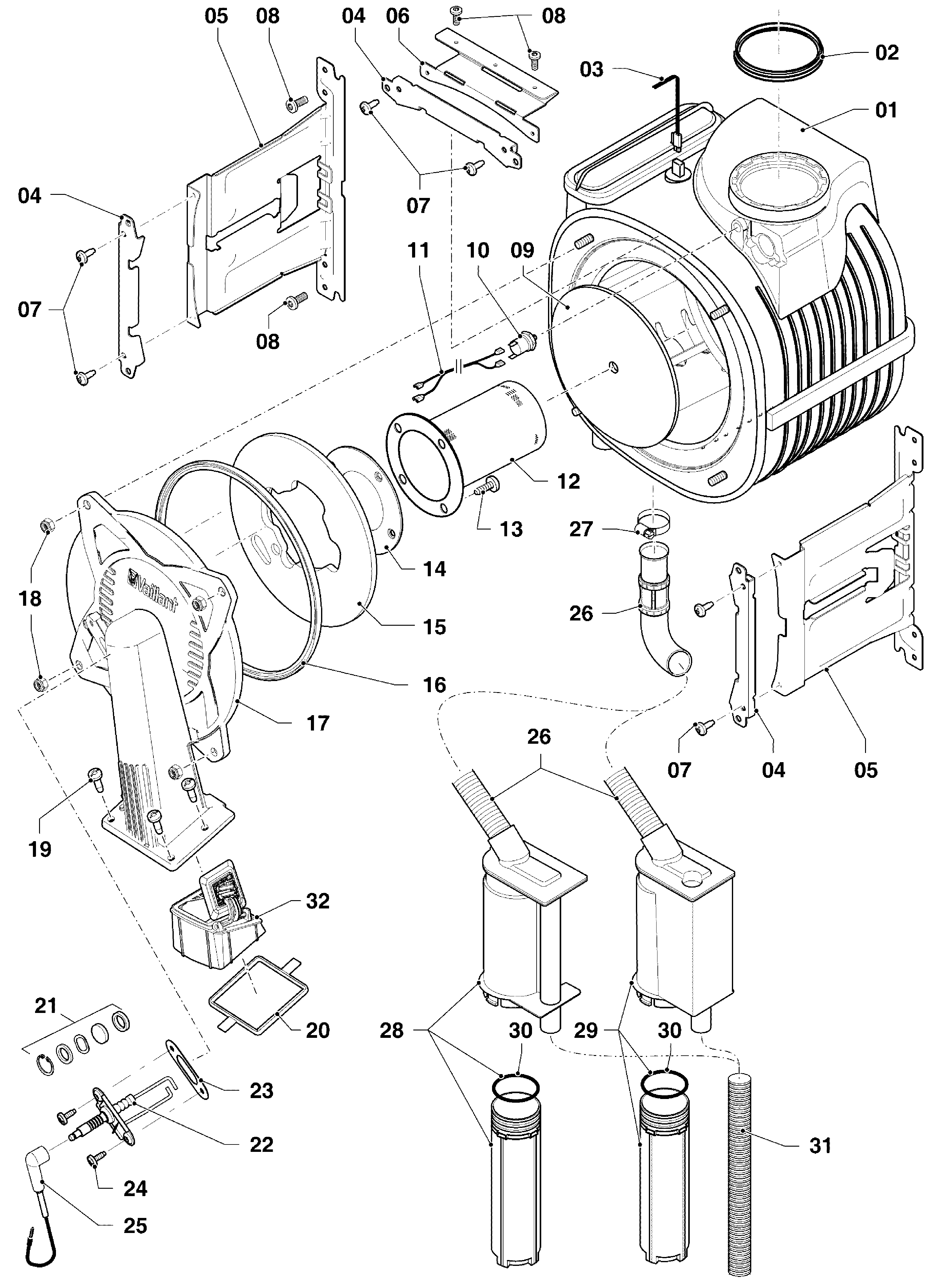 Vaillant ecoTEC plus VHR 20-24/5-5 R1 exploded tekening