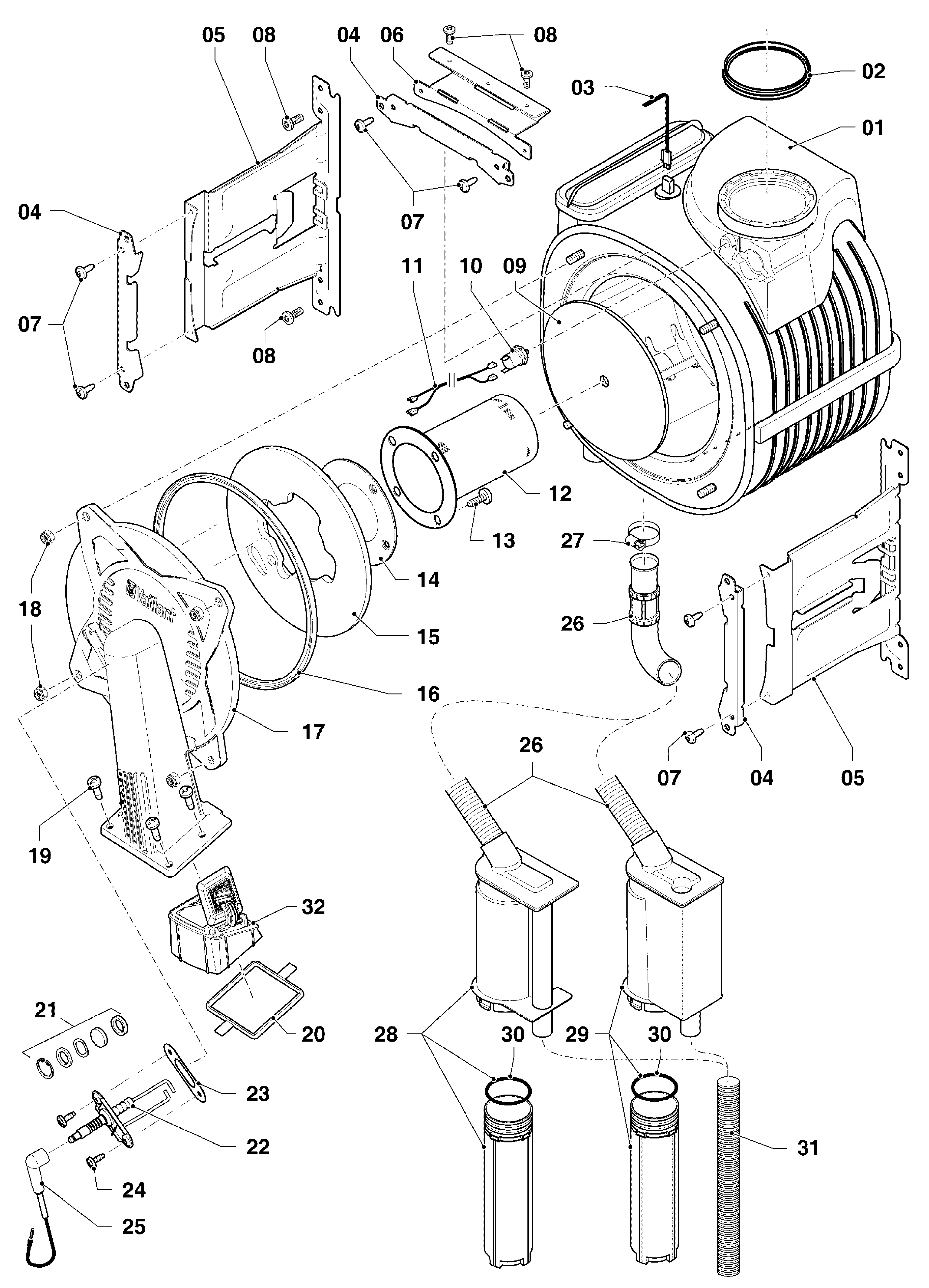 Vaillant ecoTEC plus VHR 20-24/5-5 R3 exploded tekening