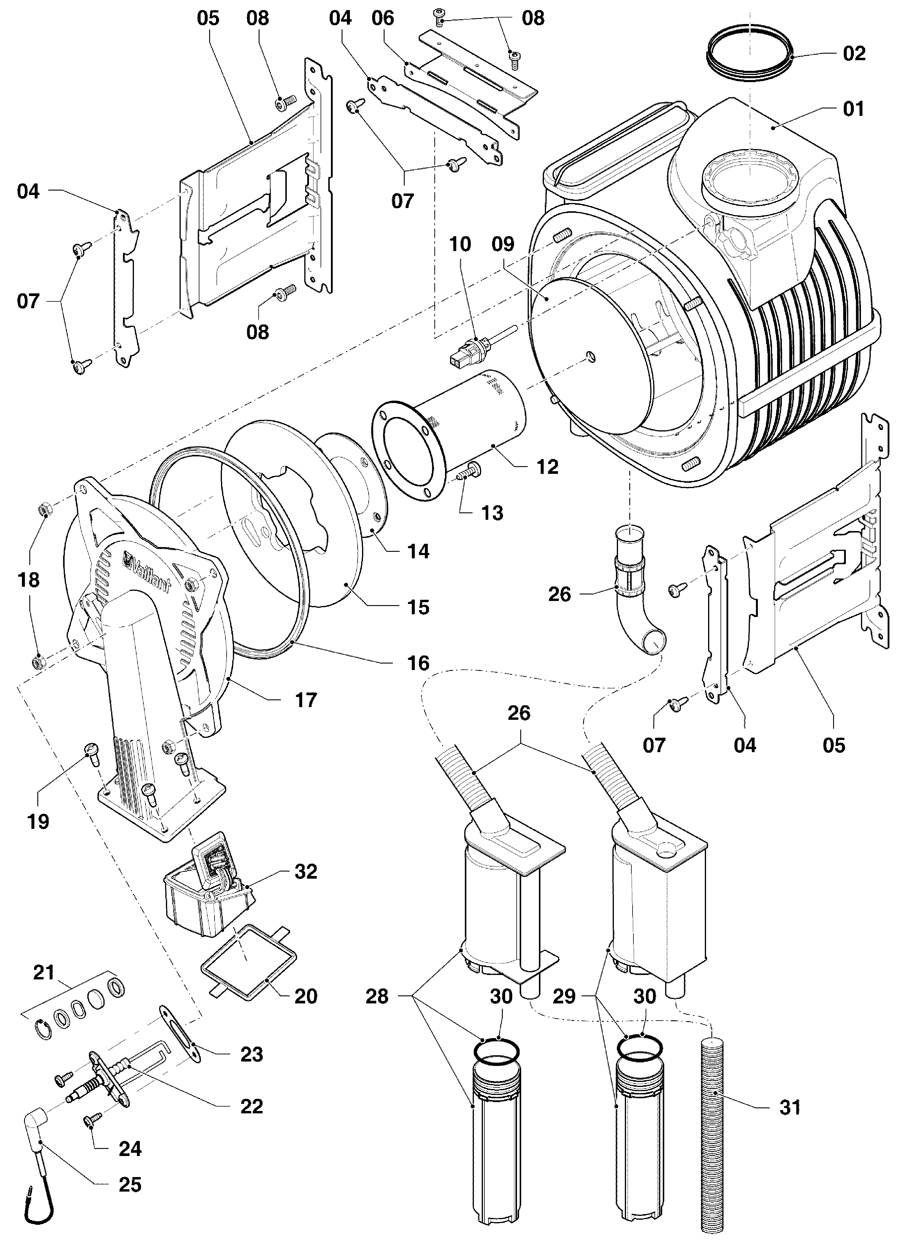 Vaillant ecoTEC plus VHR 20-24/5-5 R4 exploded tekening