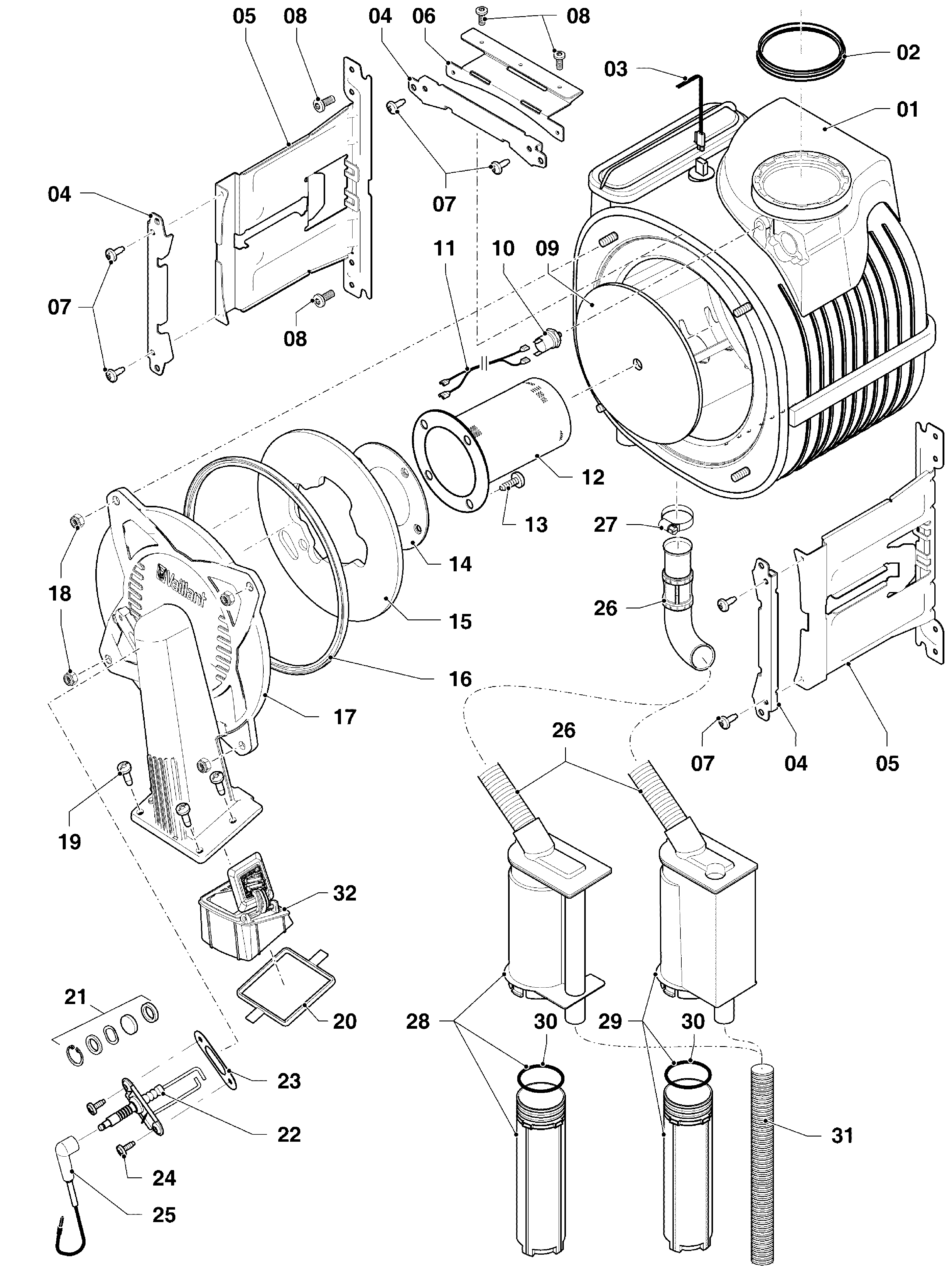 Vaillant ecoTEC plus VHR 25-30/5-5 R2 exploded tekening
