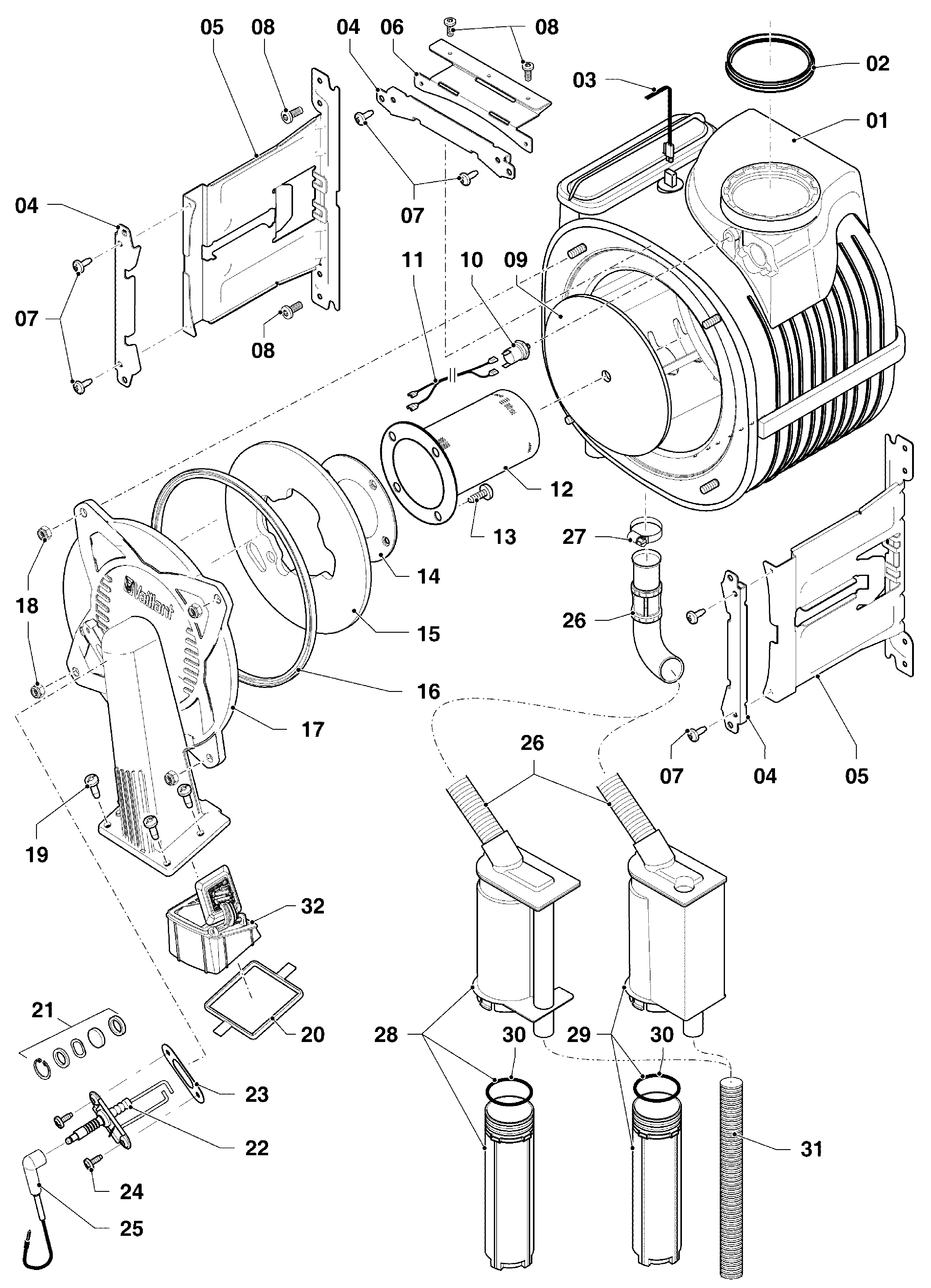 Vaillant ecoTEC plus VHR 25-30/5-5 R3 exploded tekening