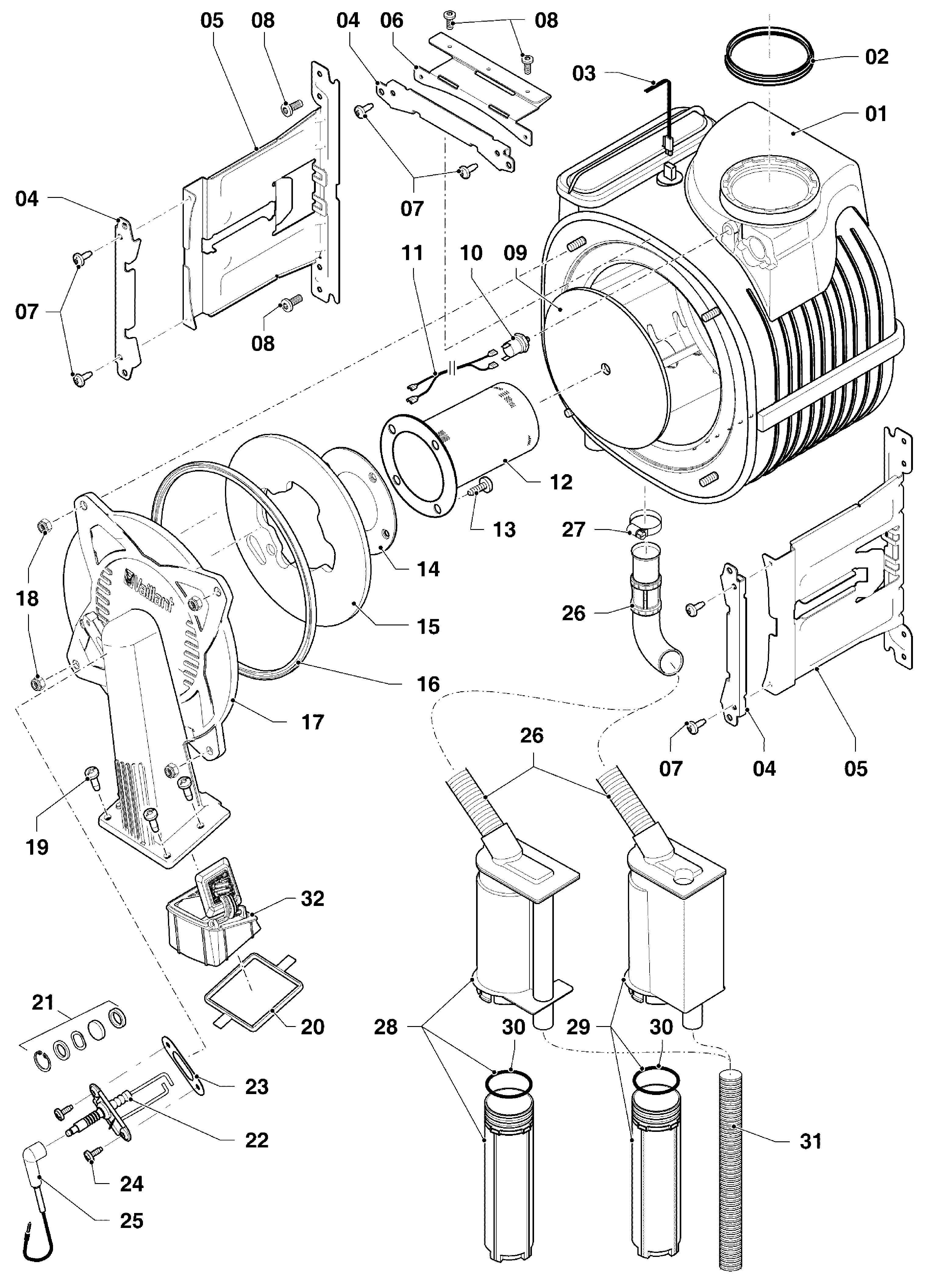Vaillant ecoTEC plus VHR 25/5-5 S R3 exploded tekening