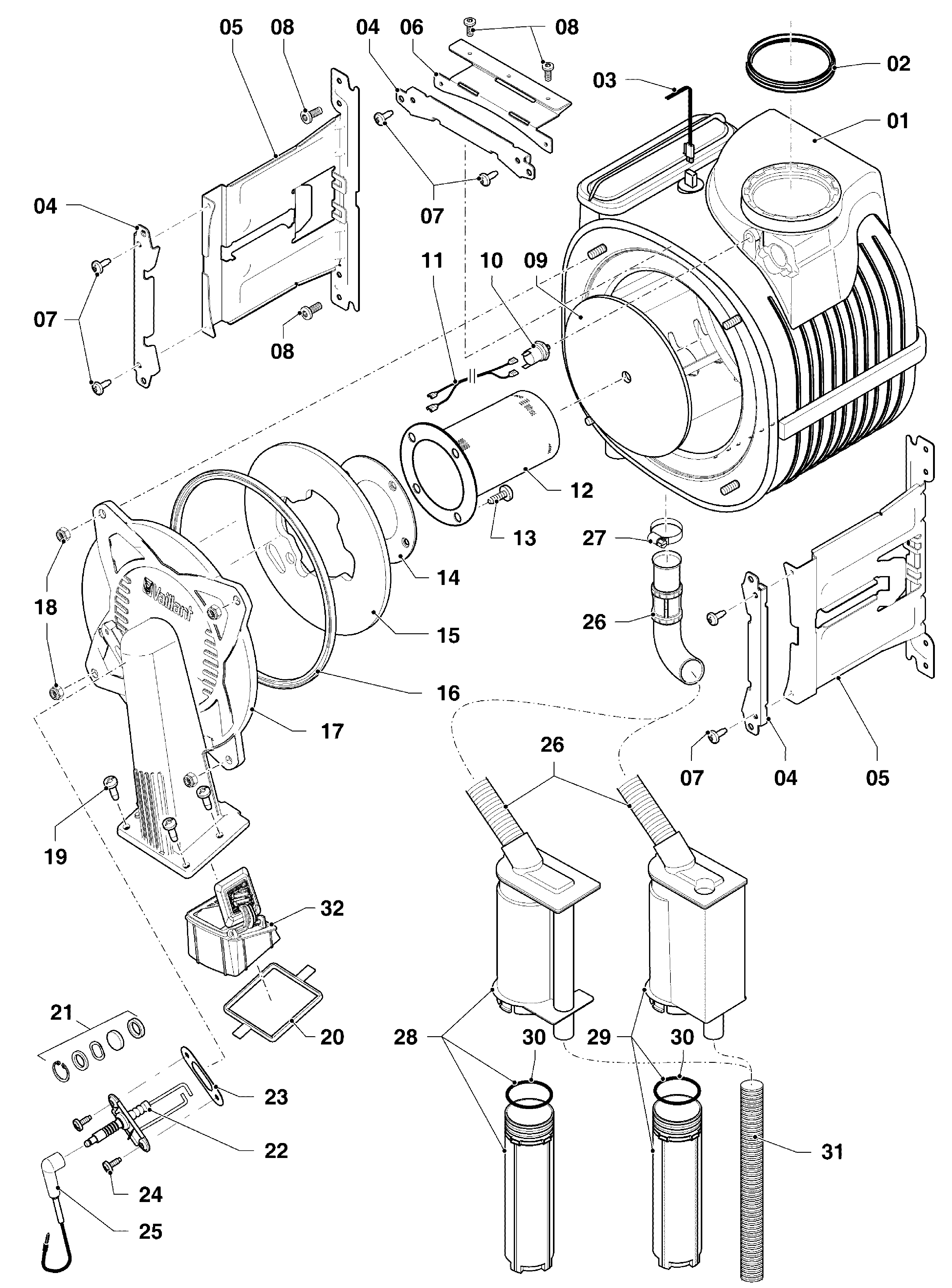 Vaillant ecoTEC plus VHR 30-34/5-5 OT R2 exploded tekening