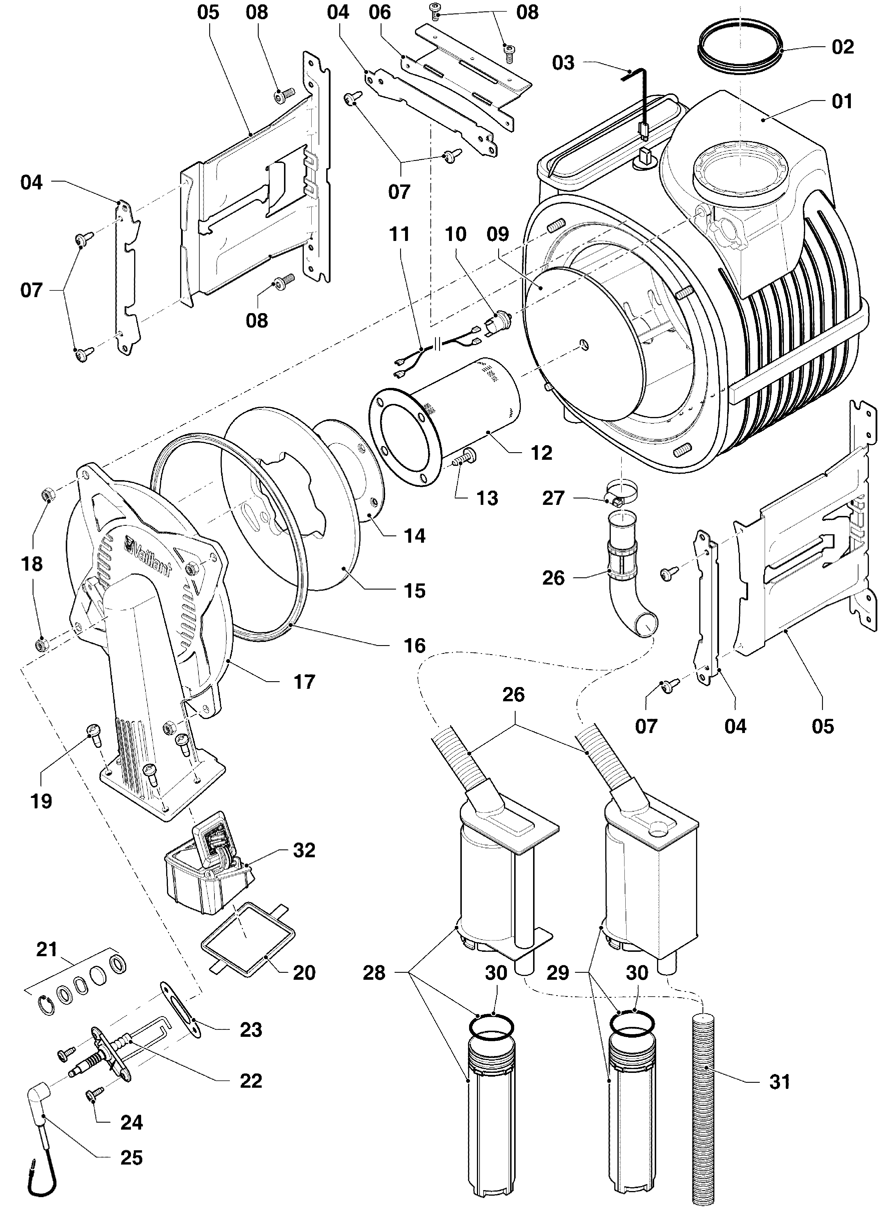 Vaillant ecoTEC plus VHR 30-34/5-5 R3 exploded tekening