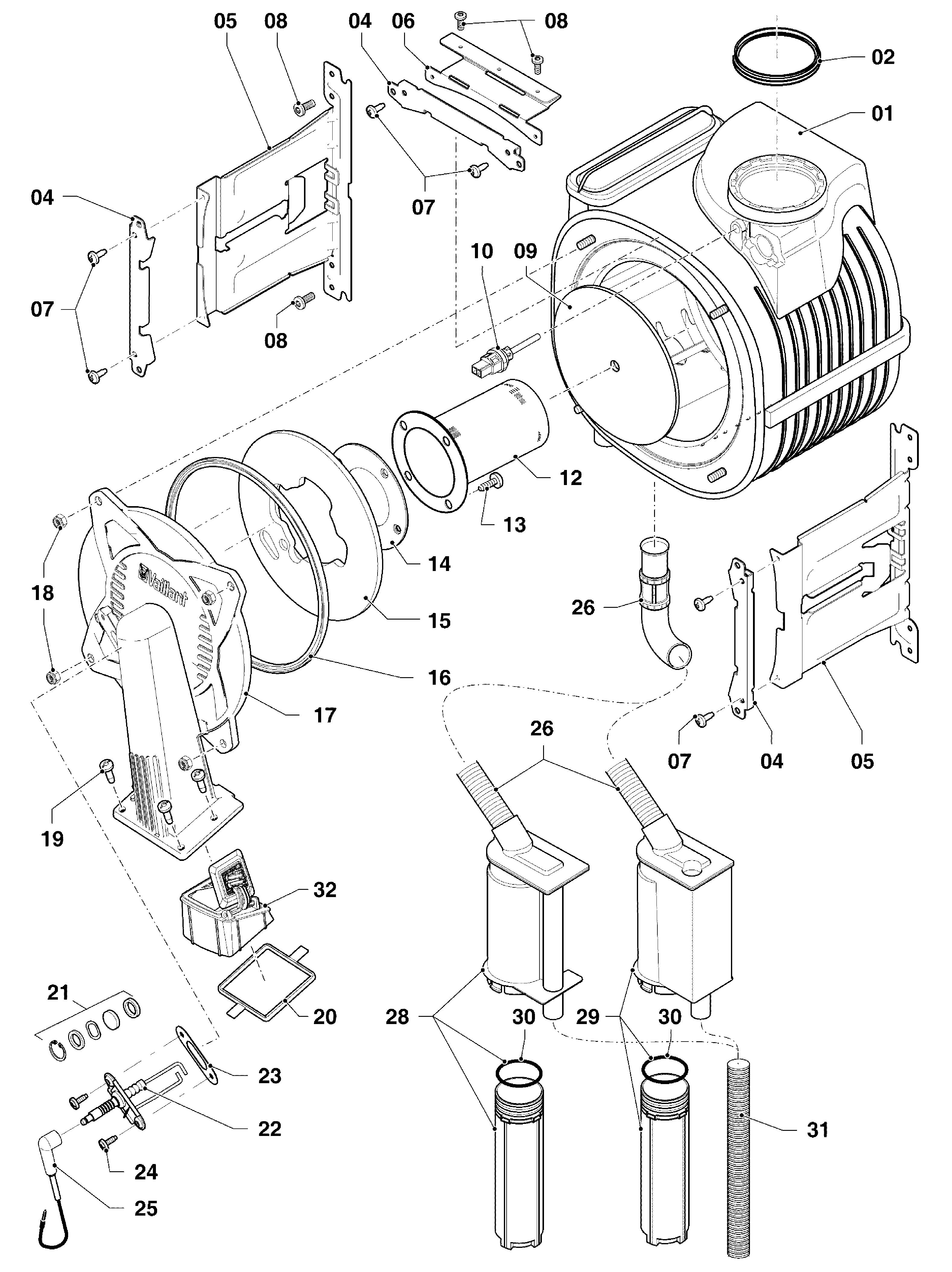Vaillant ecoTEC plus VHR 30-34/5-5 R4 exploded tekening