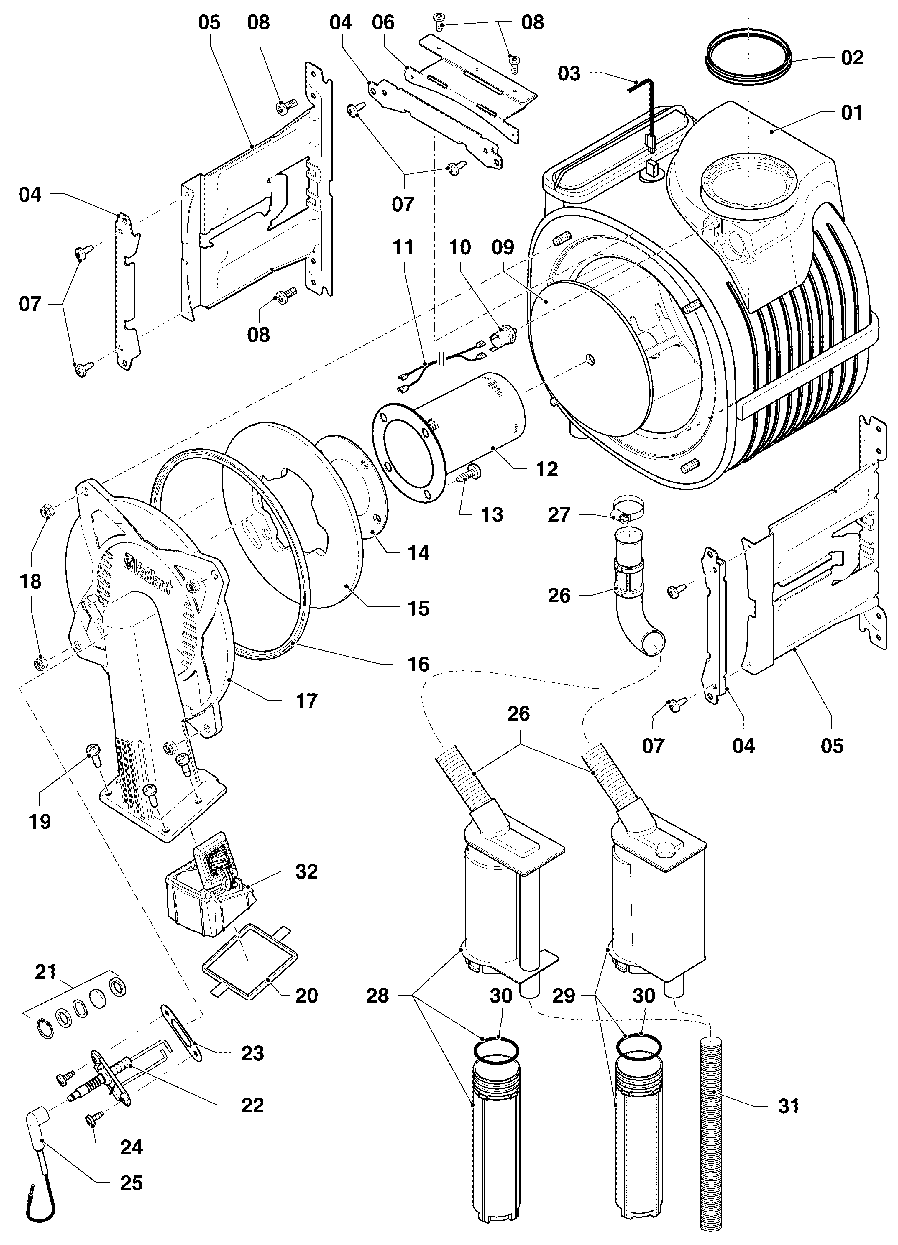 Vaillant ecoTEC plus VHR 35-38/5-5 R1 exploded tekening