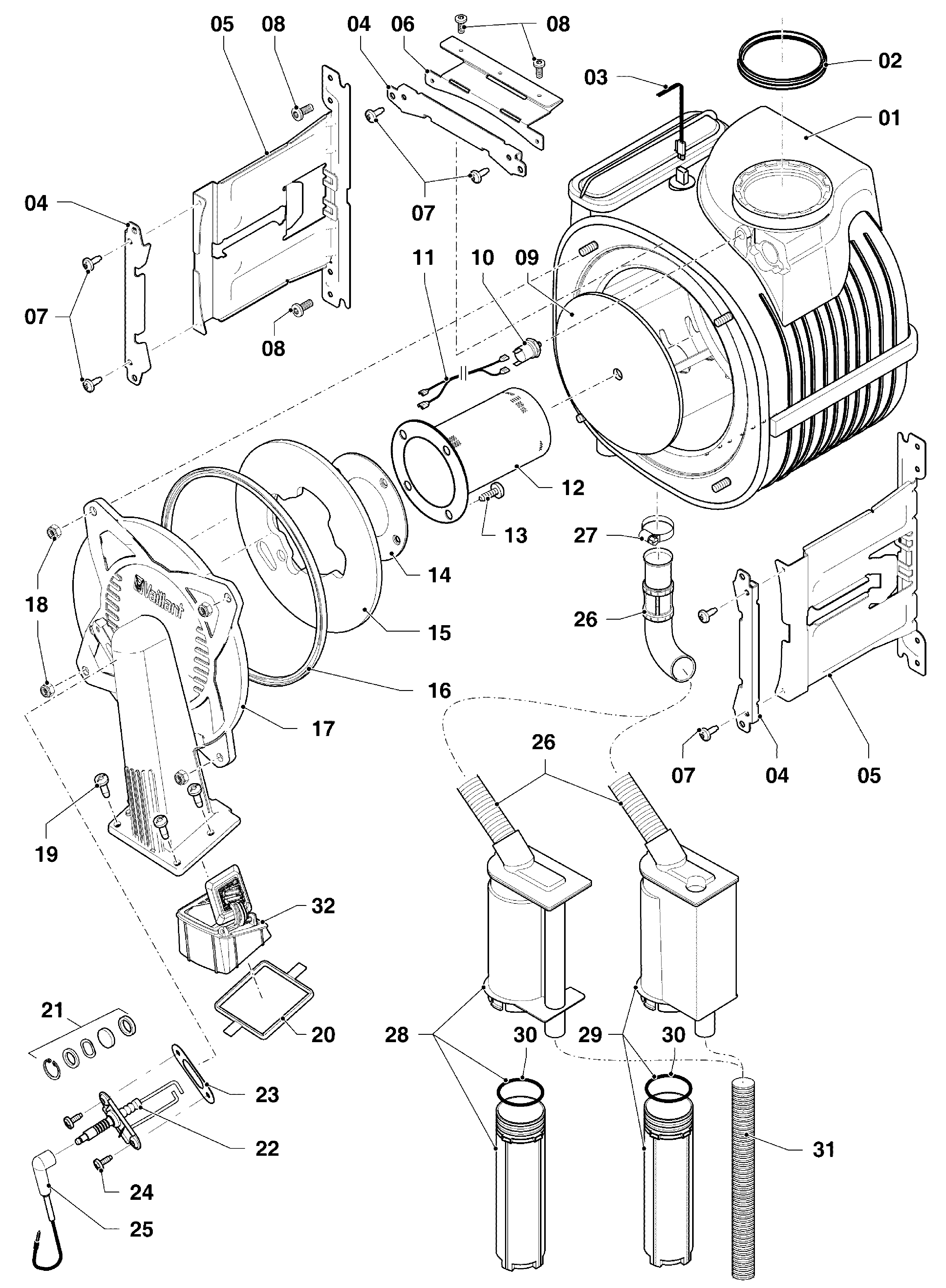 Vaillant ecoTEC plus VHR 35-38/5-5 R3 exploded tekening