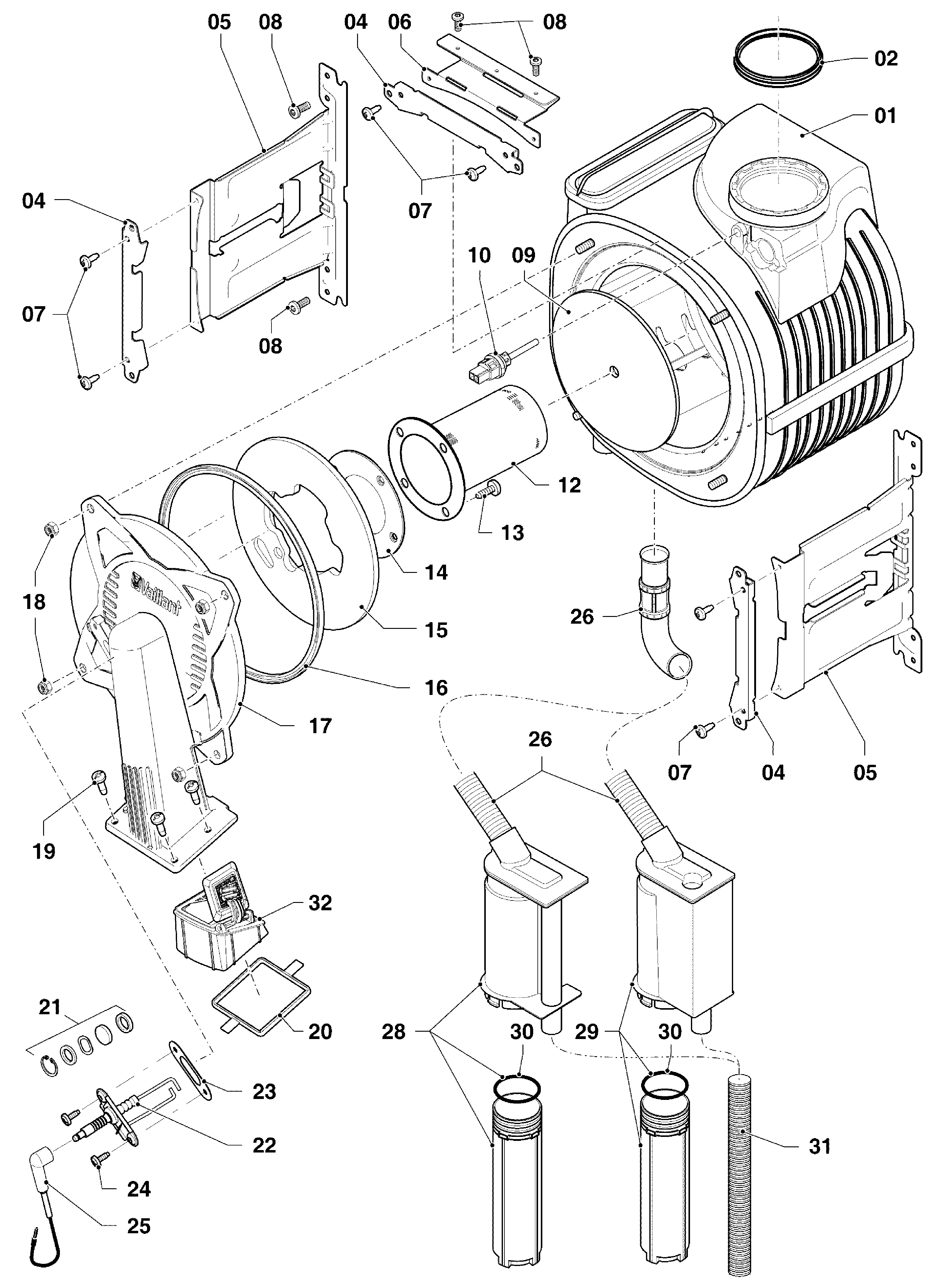 Vaillant ecoTEC plus VHR 35-38/5-5 R4 exploded tekening