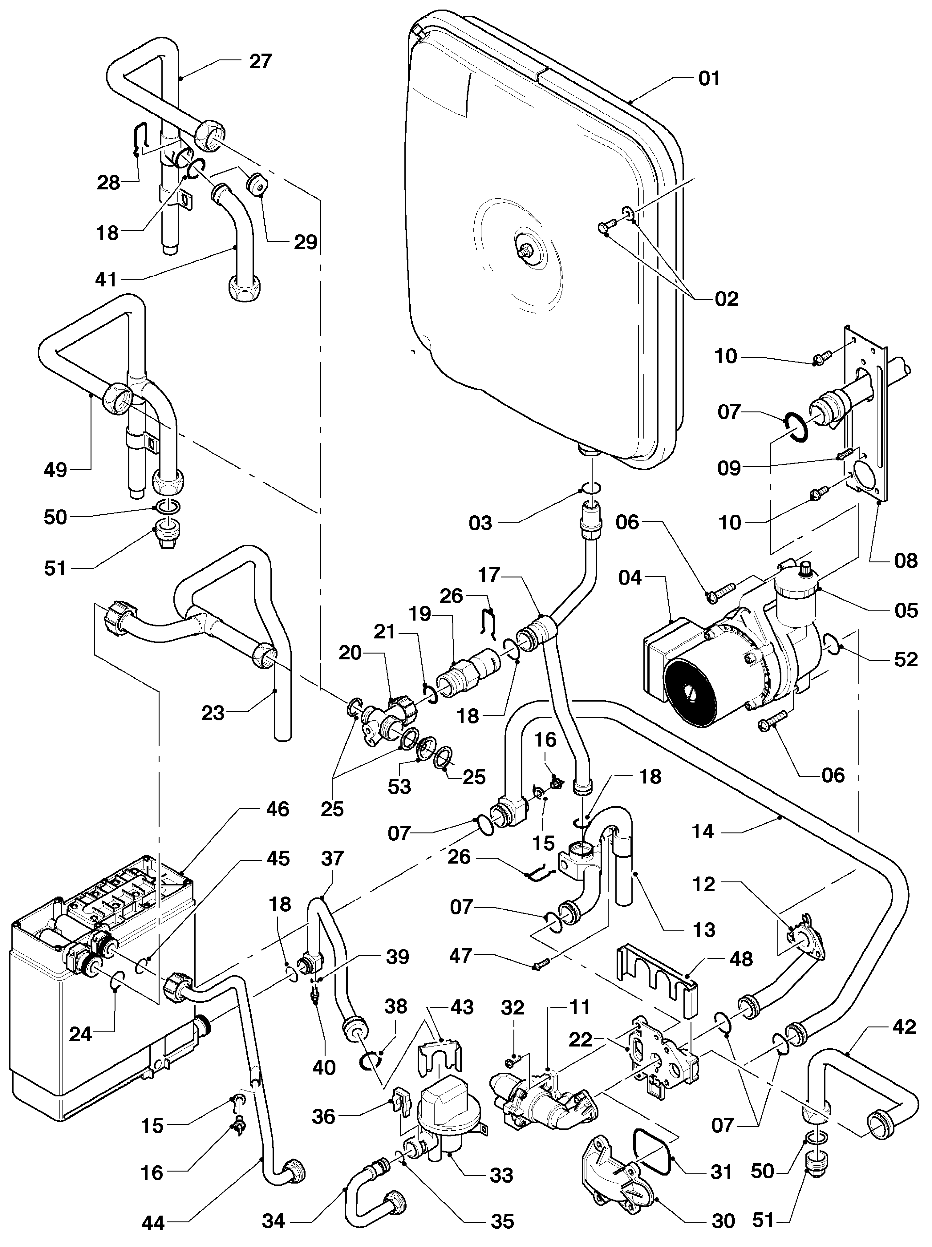 Vaillant HR Comfort VU-VUW 18/6 E exploded tekening