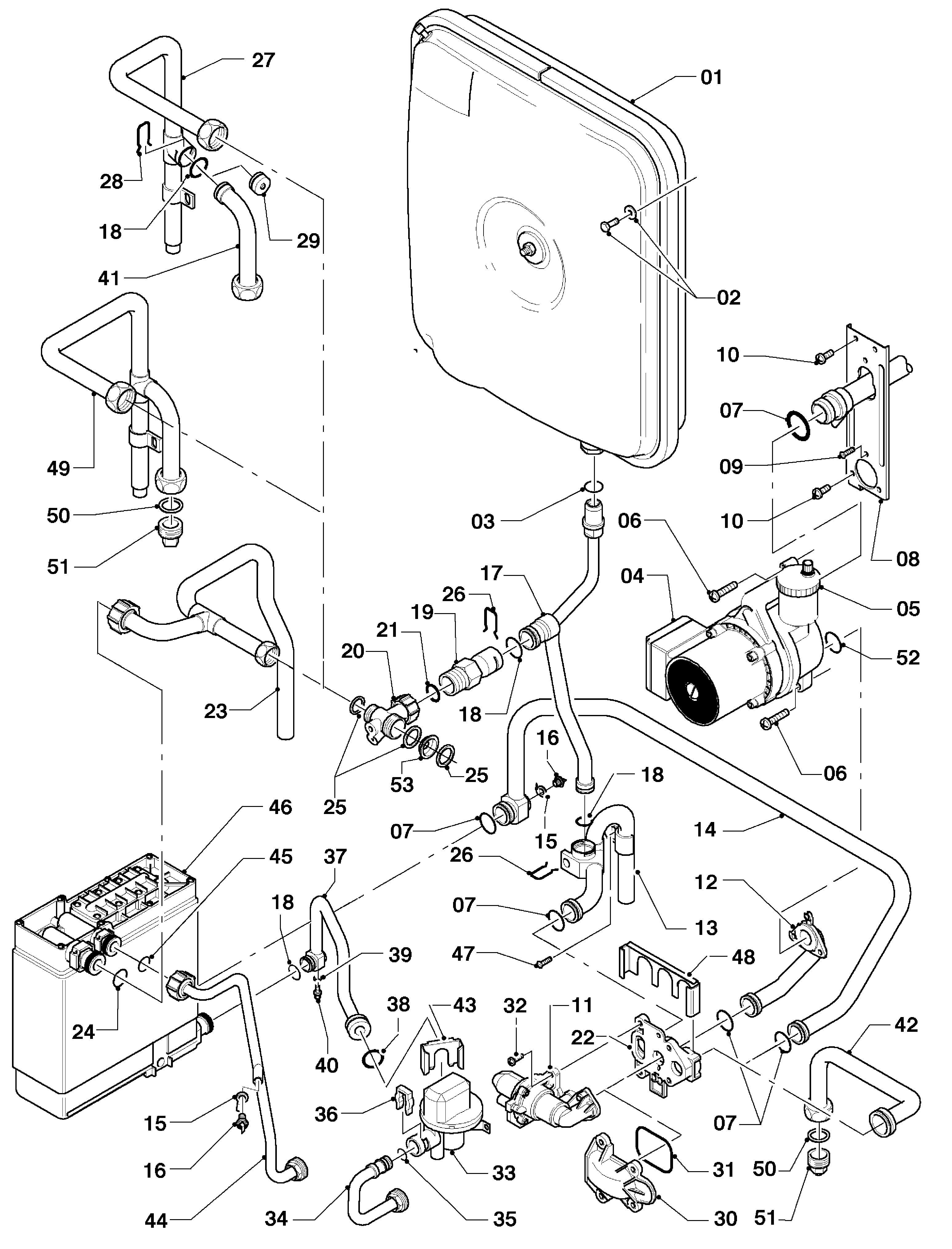 Vaillant HR Comfort VU-VUW 23/6 E exploded tekening