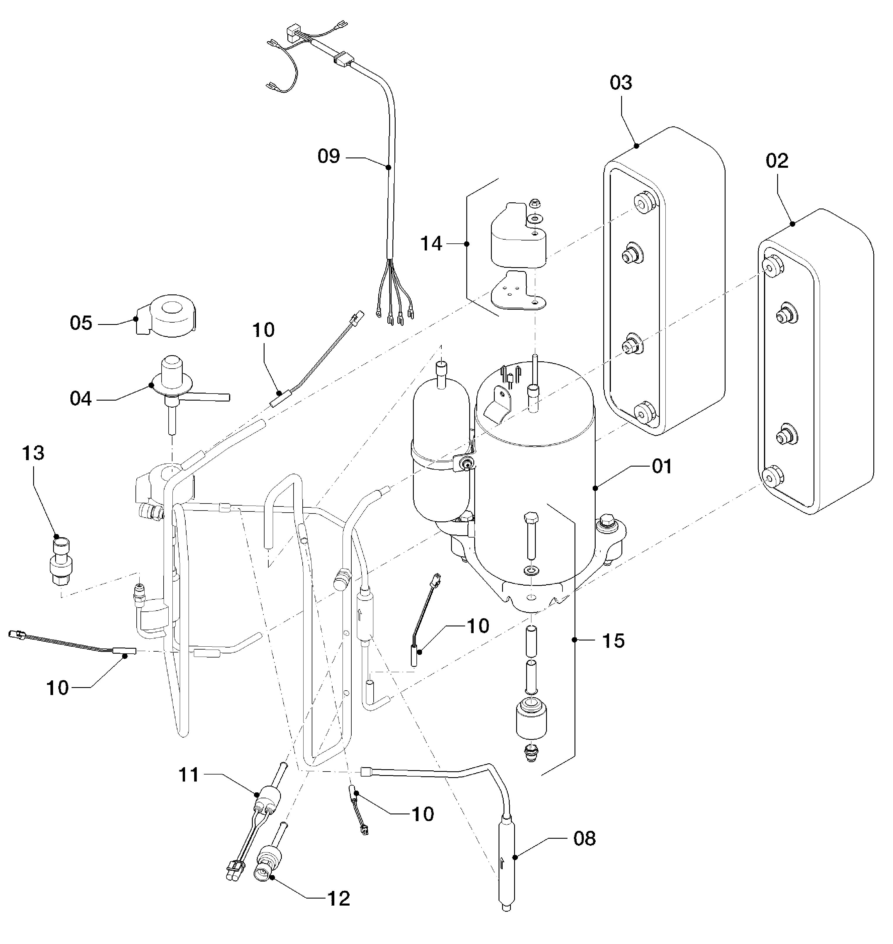 Vaillant Hybrid Brine Split VWS 36/4.1 230V exploded tekening