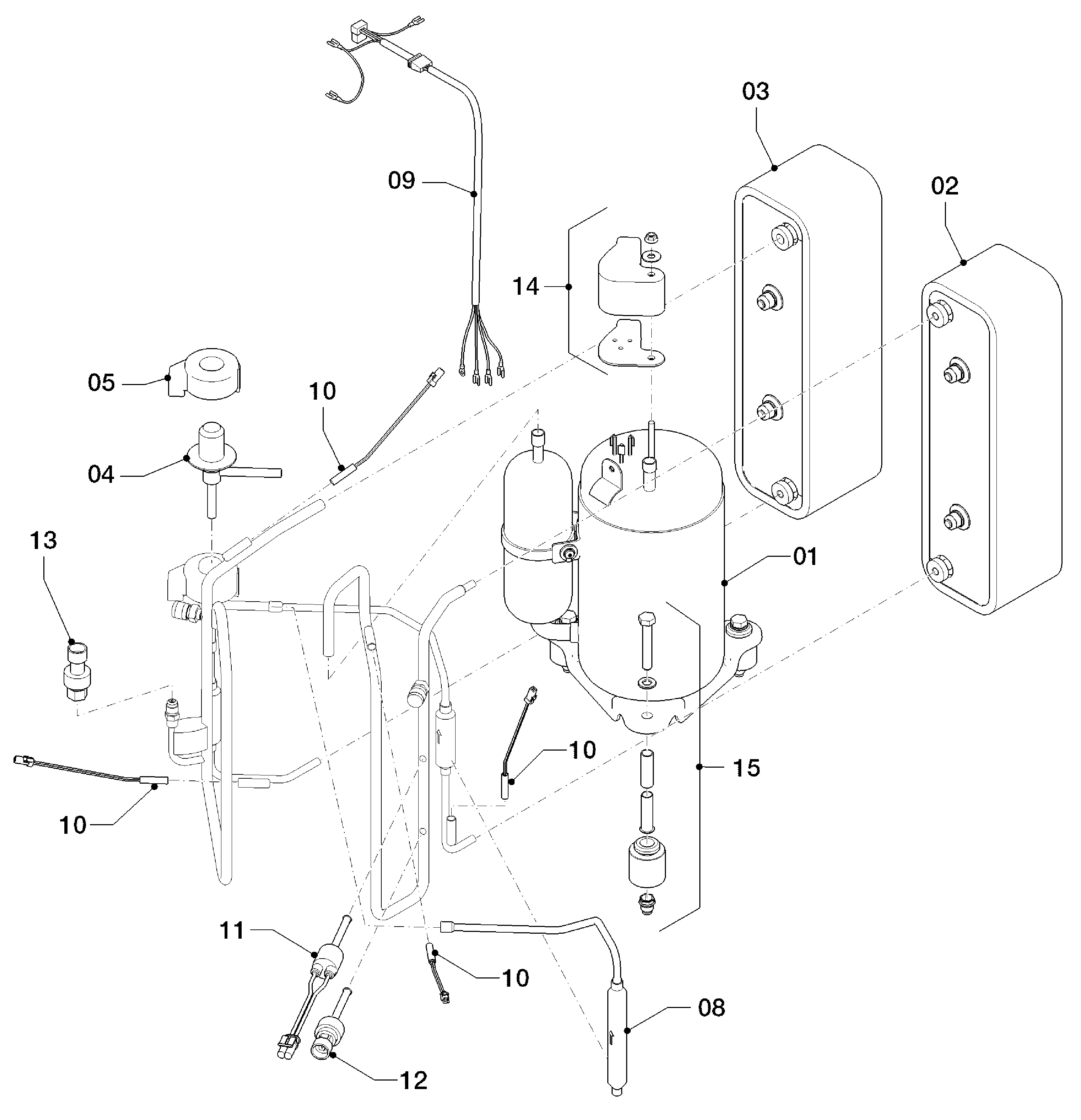 Vaillant Hybrid Brine Split VWS 36/4 230V exploded tekening