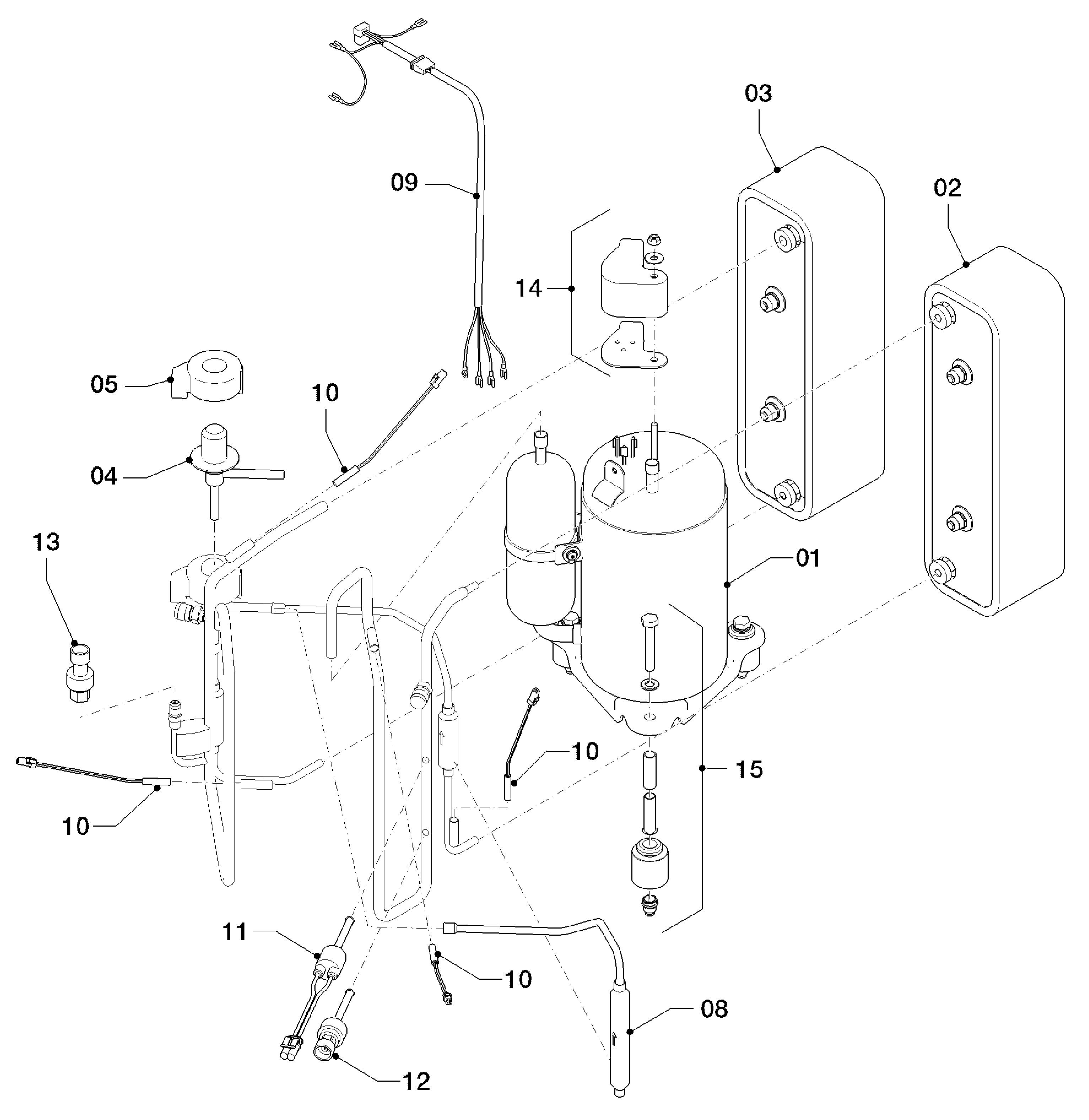Vaillant Hybrid Brine Split VWS 36/4 230V R1 exploded tekening