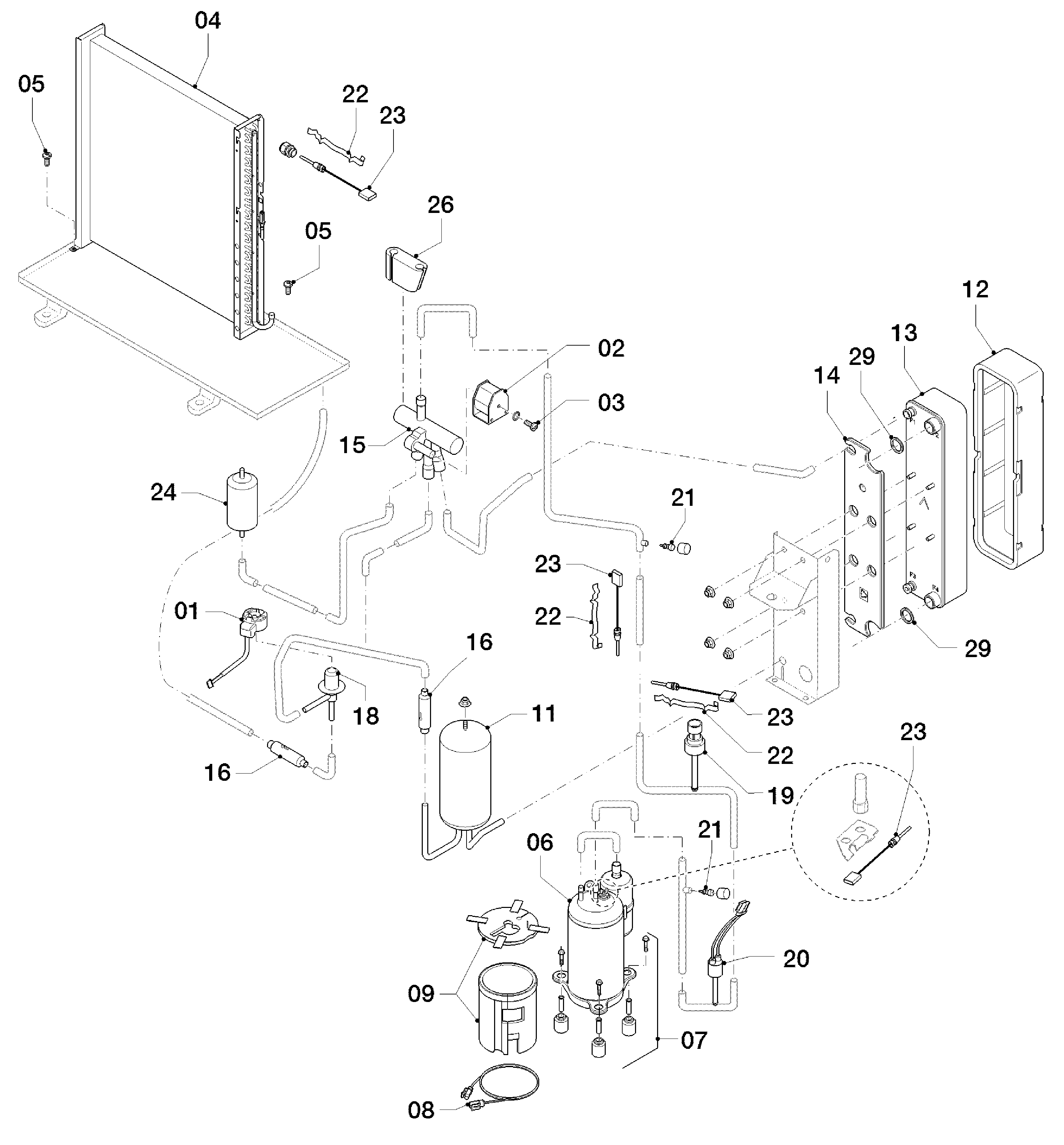 Vaillant aroTHERM VWL 55/2 A 230V exploded tekening