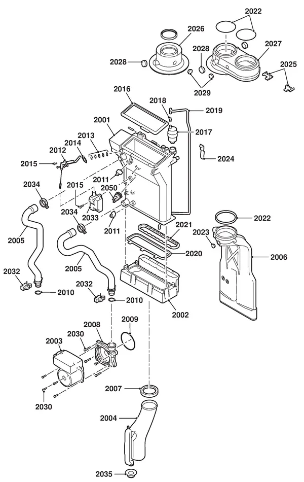 Exploded view Remeha Calenta 25S Solo: Wisselaar pomp rookgasafvoer