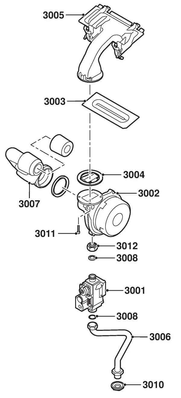 Exploded view Remeha Calenta 28C Combi CW4: Ventilator gasblok