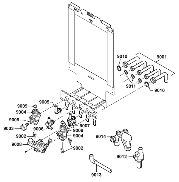 Exploded view Remeha Calenta Ace 35DS Dubbele Solo: Montageframe