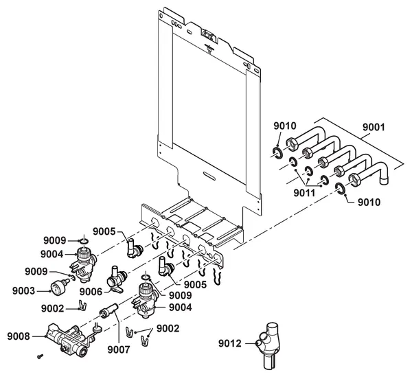 Exploded view Remeha Calenta Ace 28C Combi CW4: Montageframe