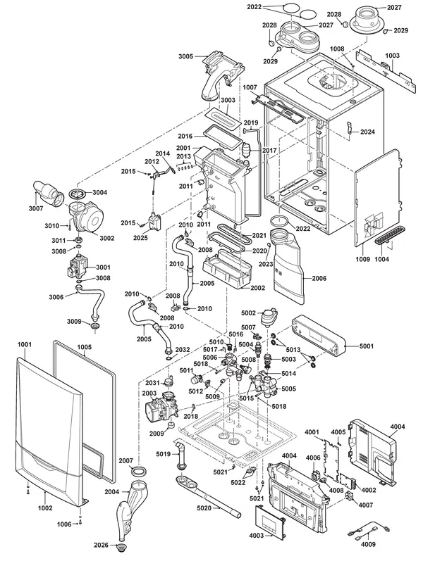 Exploded view Remeha Calenta Ace 28C Combi CW4: Totaaloverzicht