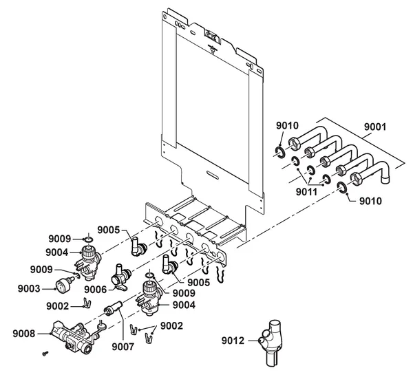 Exploded view Remeha Calenta Ace 40C Combi CW5: Montageframe