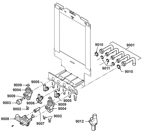 Exploded view Remeha Calenta Ace 40L Combi CW6: Montageframe