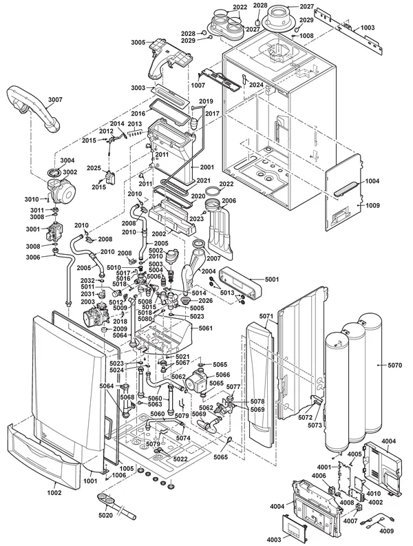 Exploded view Remeha Calenta Ace 40L Combi CW6: Totaaloverzicht