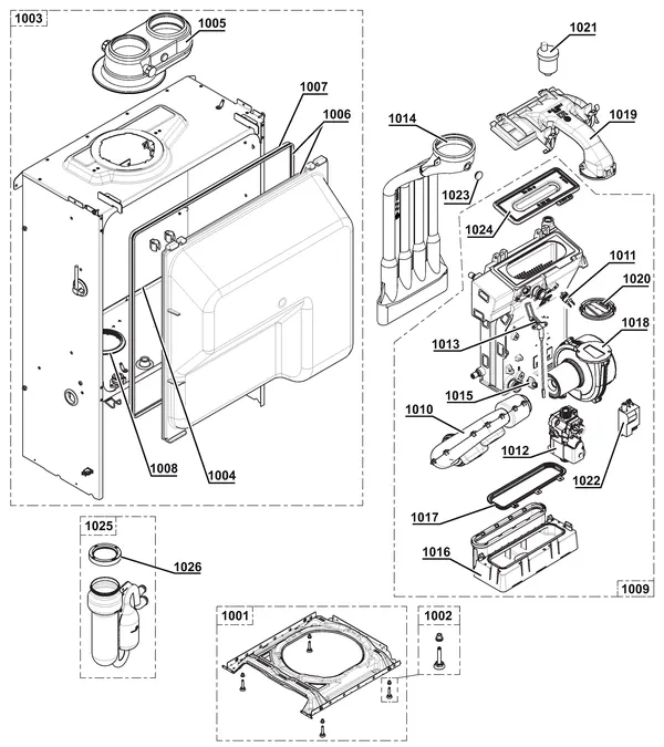 Exploded view Remeha Calora Tower Gas 35S: Binnenwerk