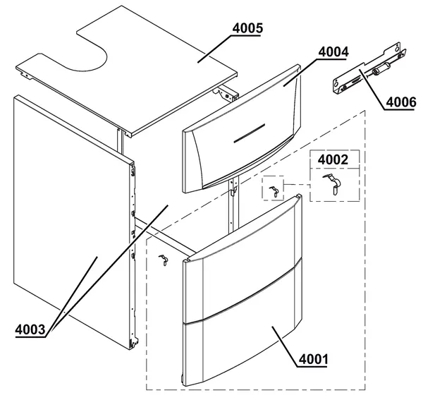 Exploded view Remeha Calora Tower Gas 35S: Mantel