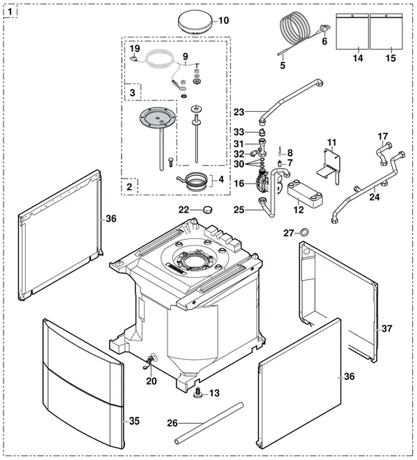 Exploded view Remeha Tzerra Tank 100 HL: Totaaloverzicht