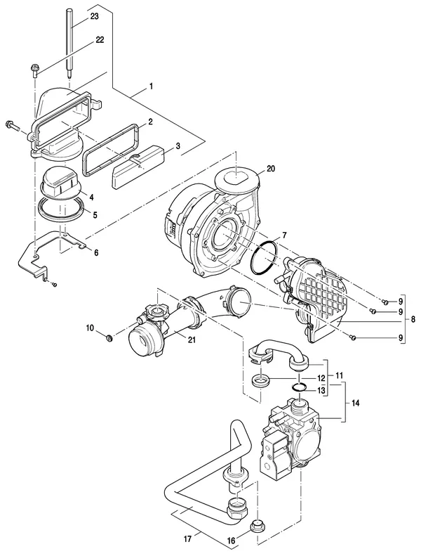 Exploded view Nefit (Bosch) 9000i HR35 Solo Wit: Gas ventilator