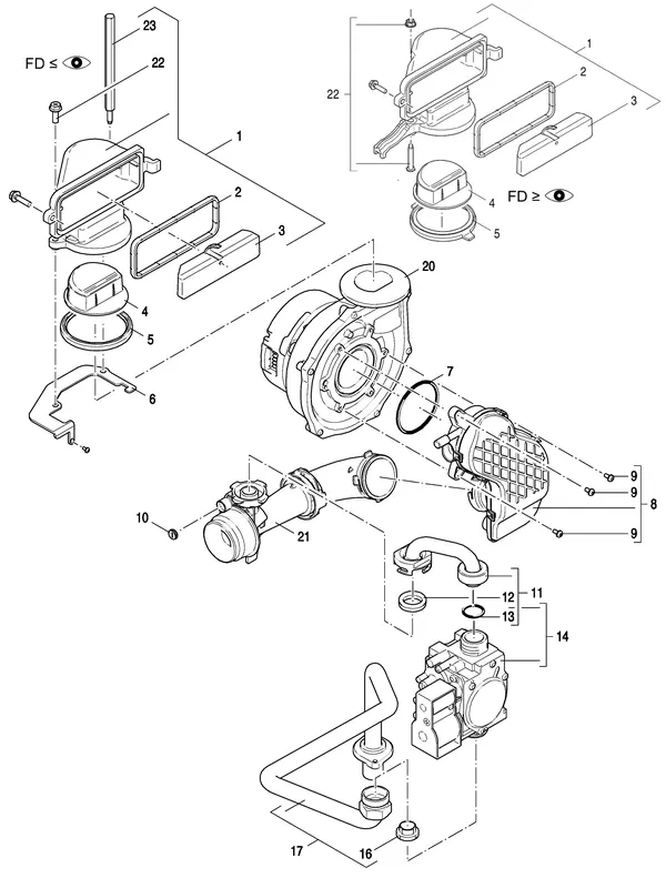 Exploded view Nefit (Bosch) 9000i HR50 Solo Wit: Gas ventilator