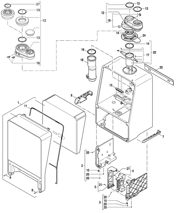 Exploded view Nefit (Bosch) 9000i HR50 Solo Wit: Mantel