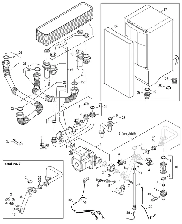 Exploded view Nefit (Bosch) 9000i AquaPower Plus HRC45 CW6: Hydrauliek