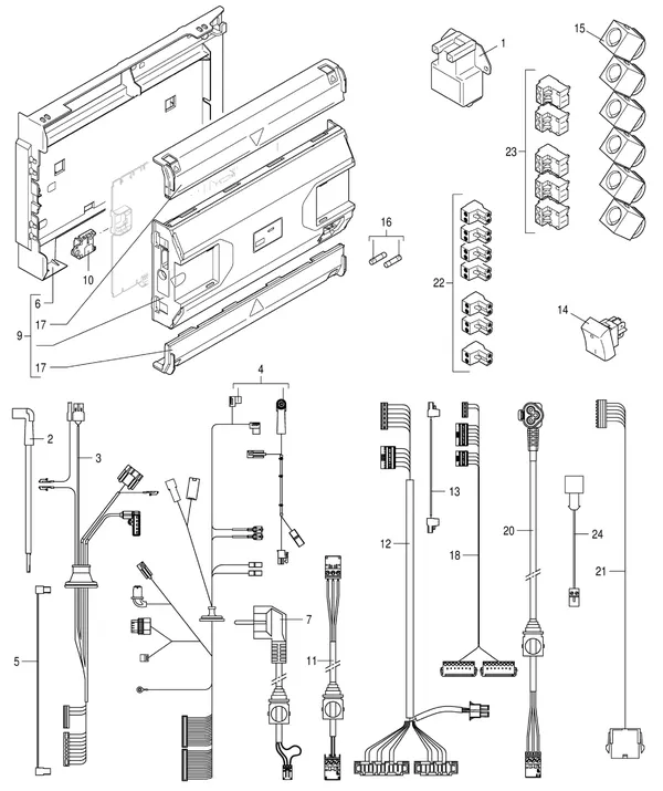 Exploded view Nefit (Bosch) 9000i AquaPower Plus HRC45 CW6: Kabelboom