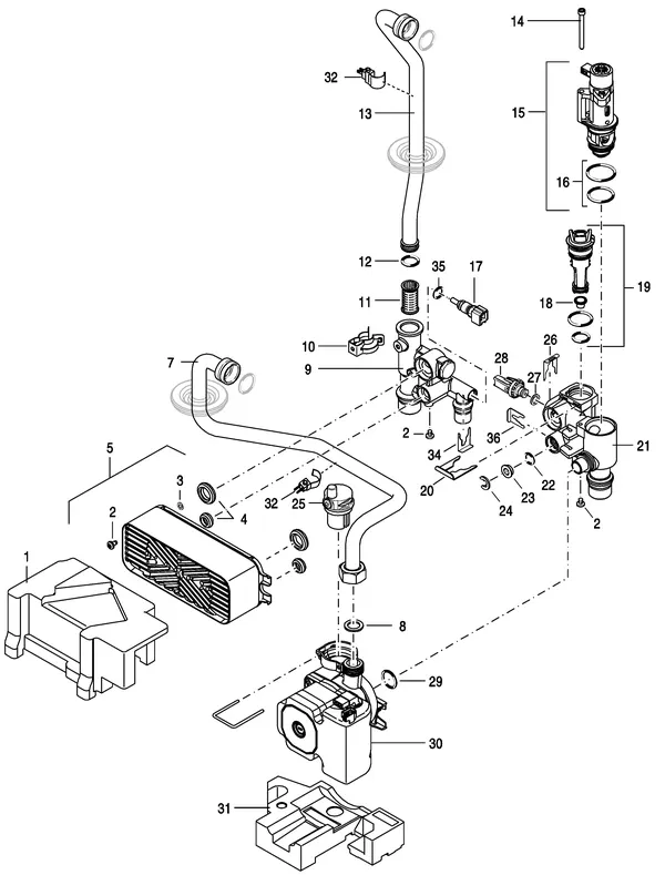 Exploded view Nefit (Bosch) TrendLine II HRC30 CW5 II: Hydroliek