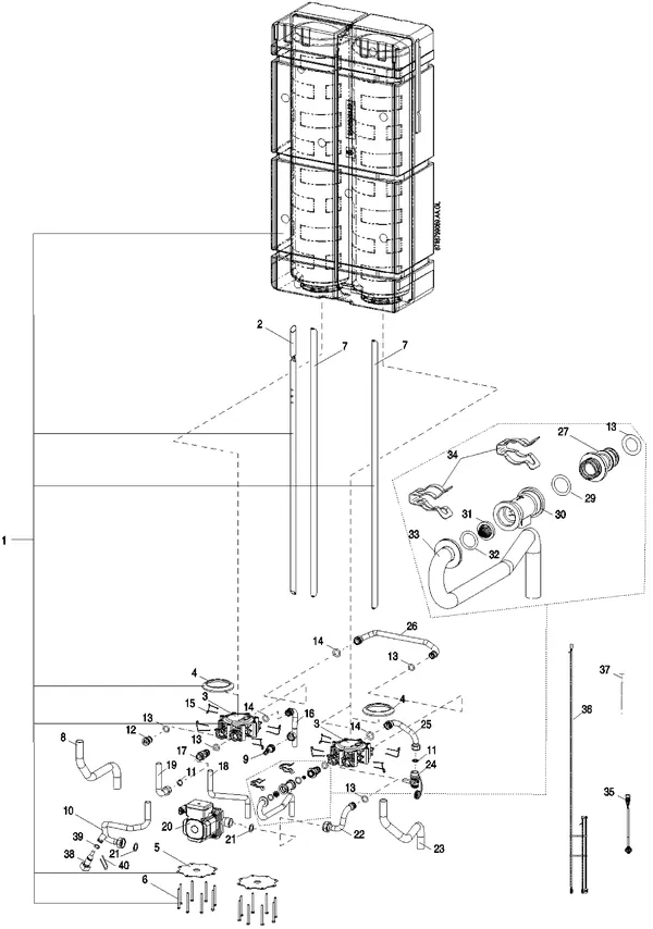 Exploded view Nefit (Bosch) TrendLine II HRC25 CW6 II: Opslag tank hydrauliek
