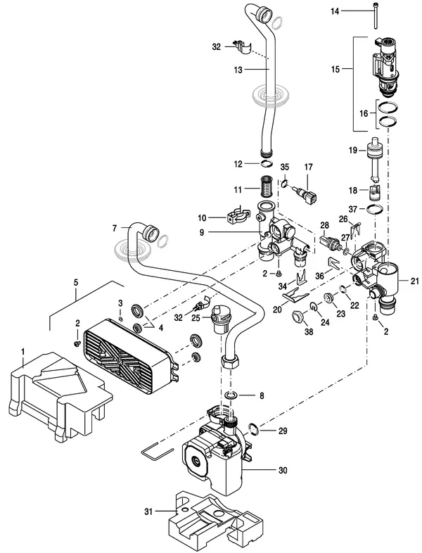Exploded view Nefit (Bosch) TrendLine II HRC30 CW6 II: Hydroliek