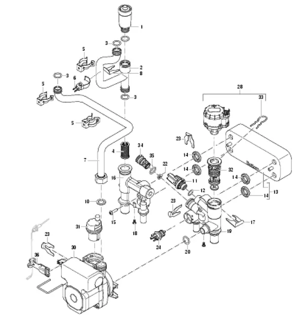 Exploded view Nefit (Bosch) ProLine Eco HRC 24 CW4: Hydrauliek