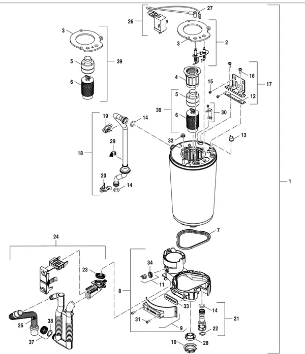 Exploded view Nefit (Bosch) 2300i HRC25/3: Warmtewisselaar