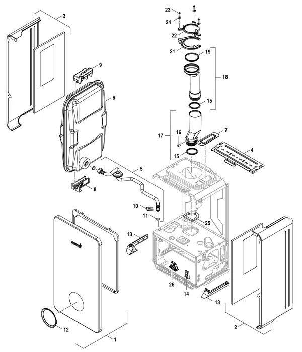Exploded view Nefit (Bosch) 2300i HRC25/4: Mantel