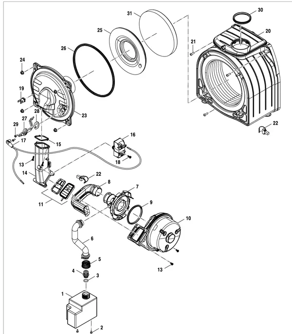 Exploded view Nefit (Bosch) 1200 HRC20/3: Warmtewisselaar