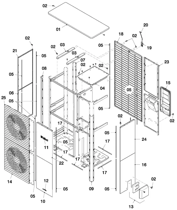 Exploded view Vaillant aroTHERM VWL 105/5 AS 400V: Manteldelen