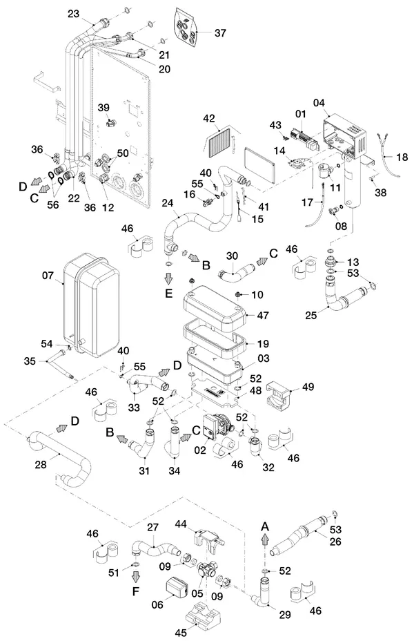 Exploded view Vaillant uniTOWER VIH QW 190/1 E (0010019709): Hydraulische delen