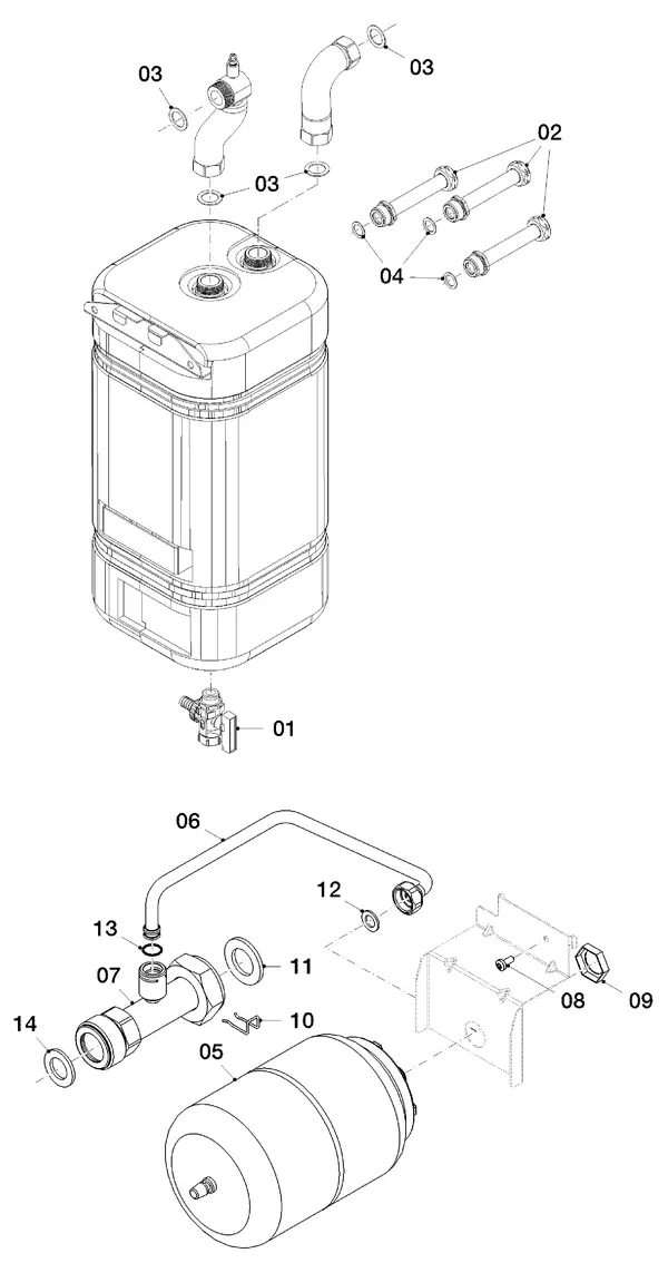 Exploded view Vaillant uniTOWER VIH QW 190/1 E (0010019709): Hydraulische garnituur