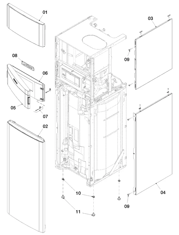 Exploded view Vaillant uniTOWER VIH QW 190/1 E (0010019709): Manteldelen