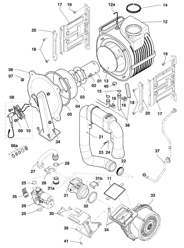 Exploded view Vaillant ecoCOMPACT VSC 306/4-5 150: Brander gasblok warmtewisselaar