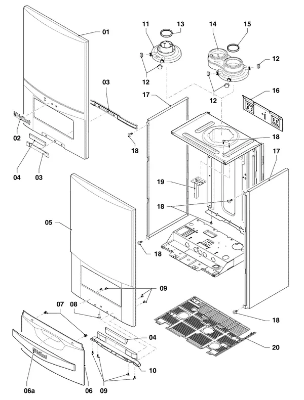 Exploded view Vaillant ecoTEC plus VHR 25-30/5-5 R6: Mantel