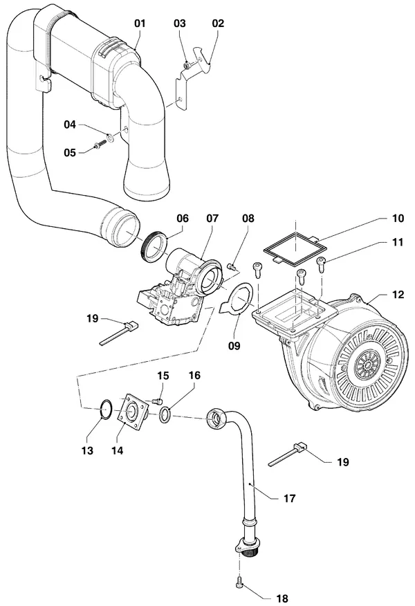 Exploded view Vaillant ecoTEC pure VHR 18-24/7-2: Gasblok