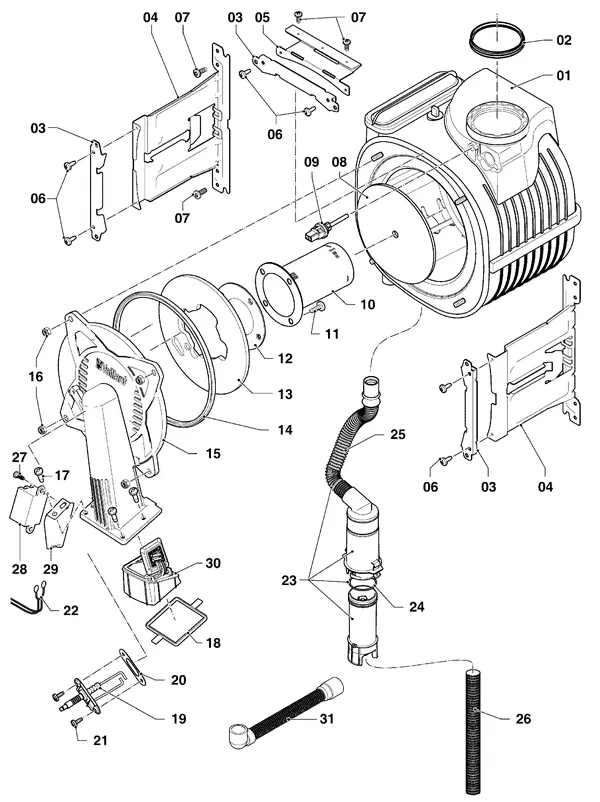 Exploded view Vaillant ecoTEC pure VHR 18-24/7-2 EXP: Brander