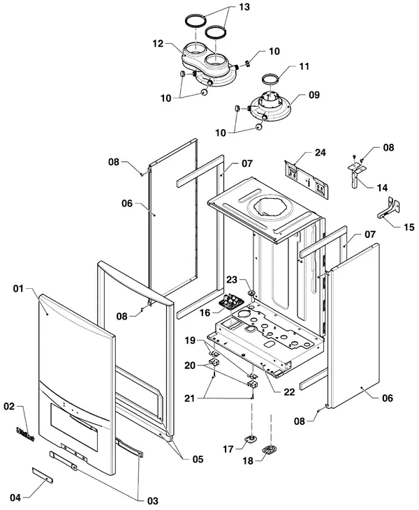 Exploded view Vaillant ecoTEC pure VHR 23-28/7-2: Manteldelen